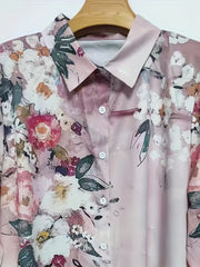Floral Print Button Up Long Sleeve Blouse