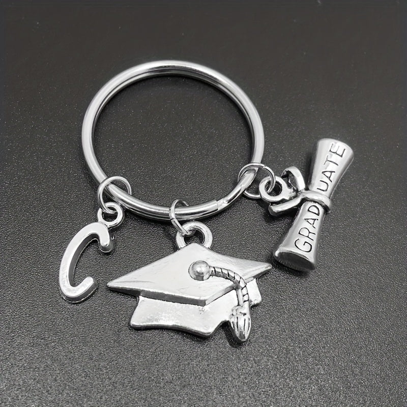 Graduation Hat Keychain Metal Key Ring Purse Backpack Car Charm Souvenir Gift