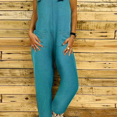 Solid Knot Strap Overall Jumpsuit Casual