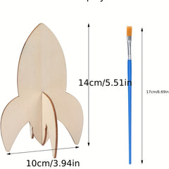 DIY Wooden Rocket Craft Kit with Paint Gift