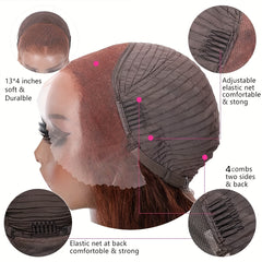 Short Straight Bob Cut Lace Front Human Hair Wig 180 Density Natural Hairline