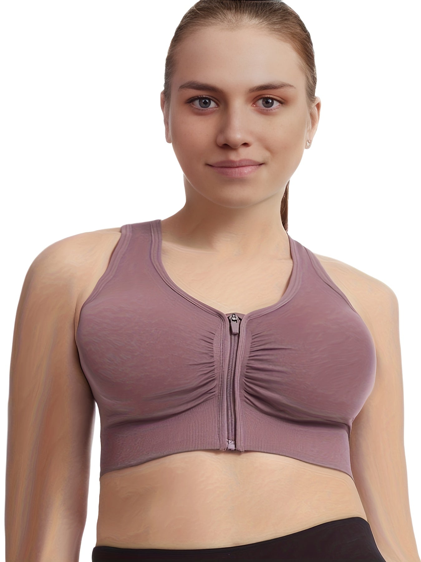 Zip Front Cut Out Back Sports Bra