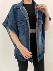 Loose Fit Denim Jackets Single Breasted Button Flap Pockets Lapel Denim Coats