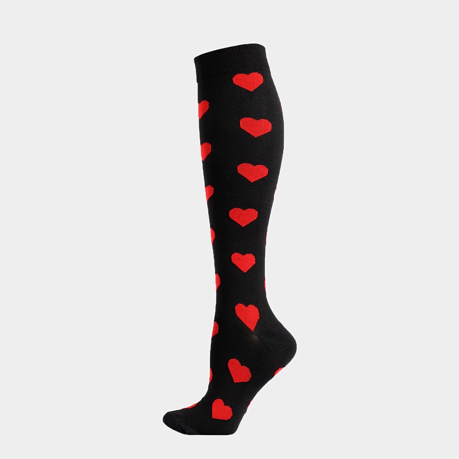 Polka Dot & Lips Print Over The Knee Socks