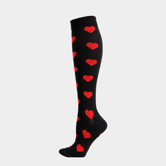 Polka Dot & Lips Print Over The Knee Socks