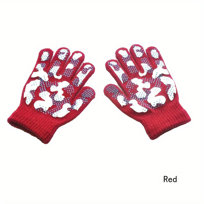 Knitted Full Finger Non-slip Winter Gloves for Boys/Girls