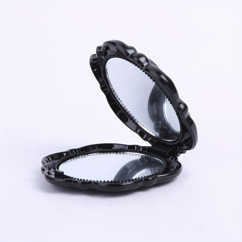 Plastic Rose Makeup Mirror Double Side Folding Compact Mirror