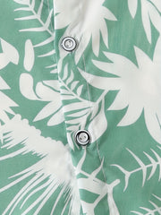 Boys Leaf Print Short Sleeves Shirt For Vacation Beach