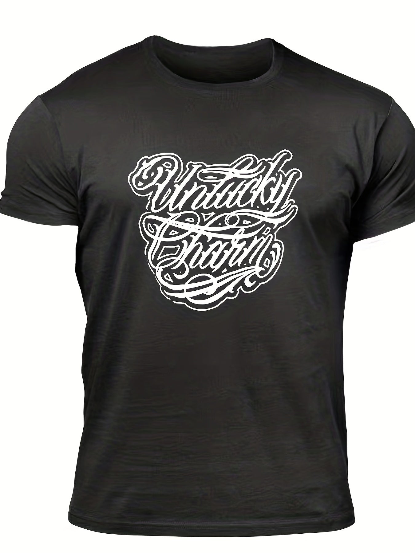 Men's Unlucky Charm Print T-shirt for Summer Outdoor