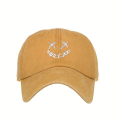 Ghost Face Ponytail Baseball Cap Embroidery Washed Distressed Dad Hats