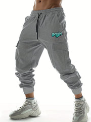 Gradient Letter Print Casual Stretch Cargo Pants Men Joggers Spring Fall