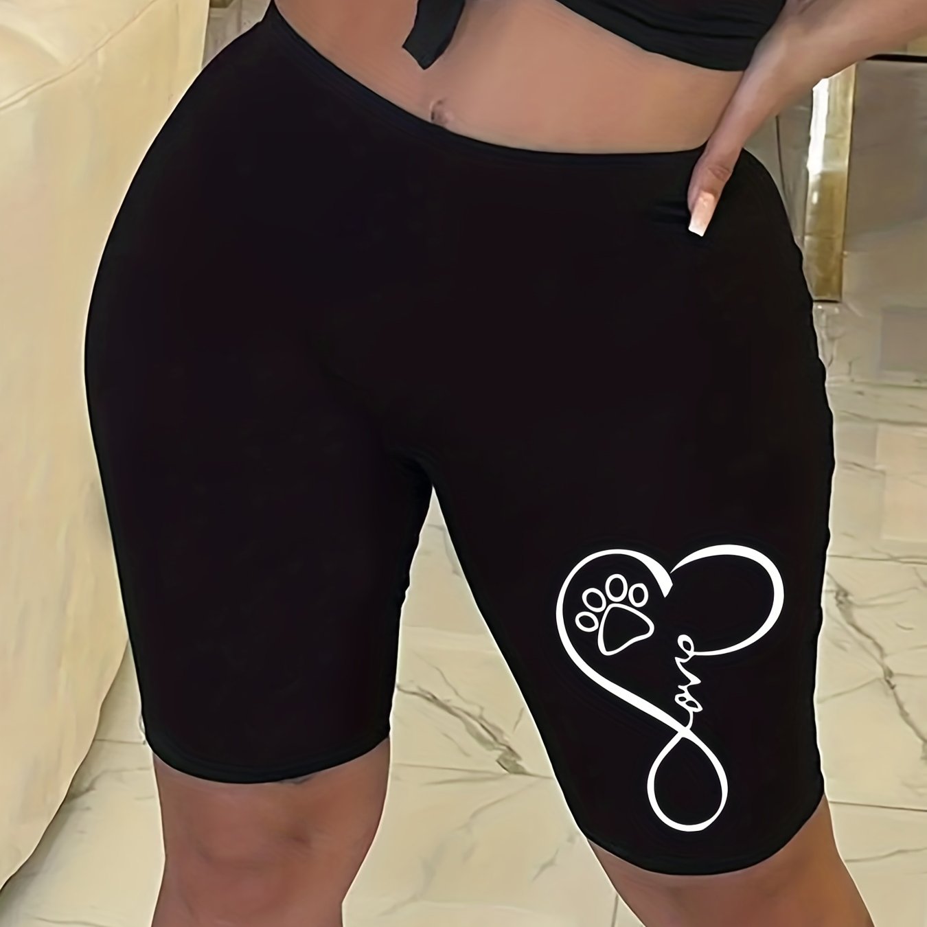 High Waist Biker Shorts Solid Sporty Yoga Casual Women's Clothing