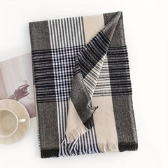 Plaid Warm Scarf Cashmere Scarf Windproof Tassel Scarf