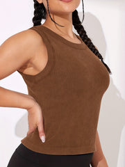 Ribbed Sleeveless Basic Top Round Neck Slim Fit Tank Top