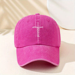 Faith Cross Print Baseball Cap Distressed Dad Hat Lightweight