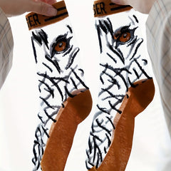 5 Pairs Letter Print Socks Comfy & Breathable Sheer Mesh Women's Stockings