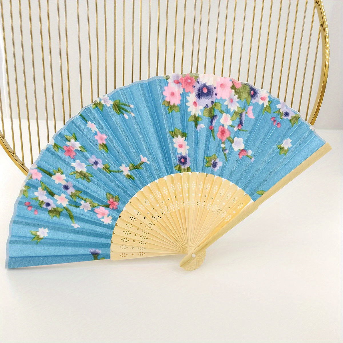 Vintage Flower Folding Fan Dance Performance Fan Photography Props Fan