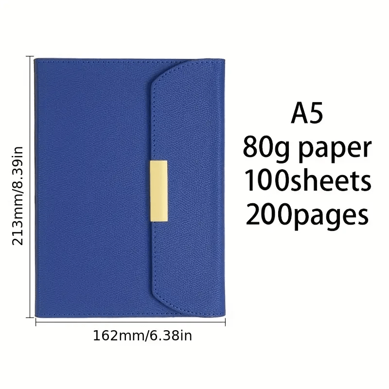 Soft Leather A5 Minimalist Notebook, Magnetic Buckle, Various Colors