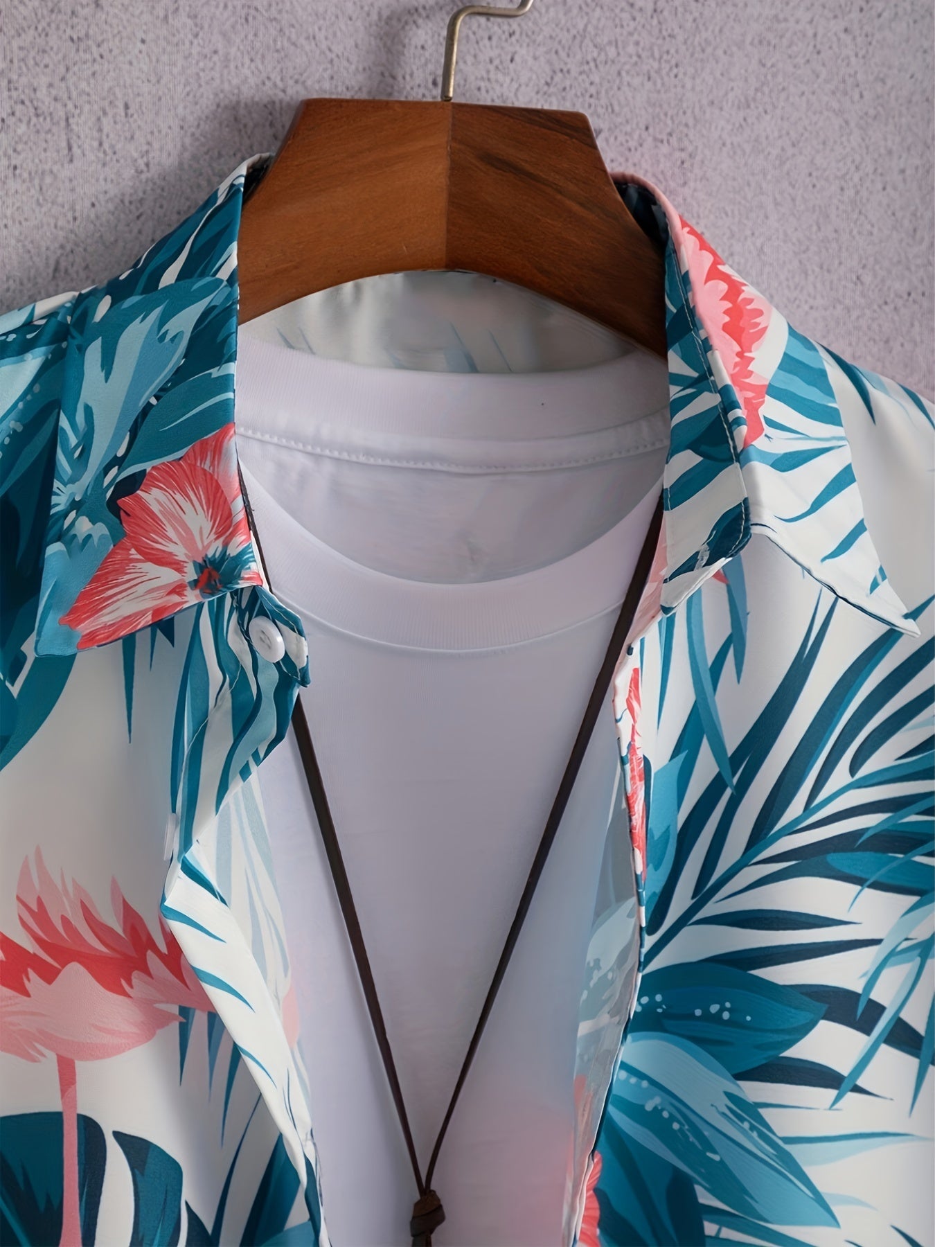 Flamingo Print Men s Casual Short Sleeve Hawaiian Shirt