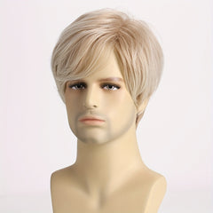 Men's Golden Short Curly Wig for Daily Wear