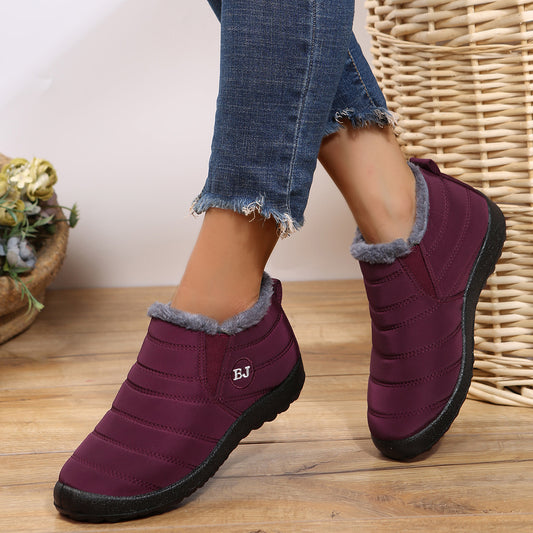 Plush Inner Thermal Snow Boots Non Slip Round Toe Pull On Ankle Boots