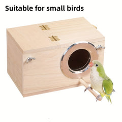 Pet Wood Box For Small Birds Nesting Bird Cage
