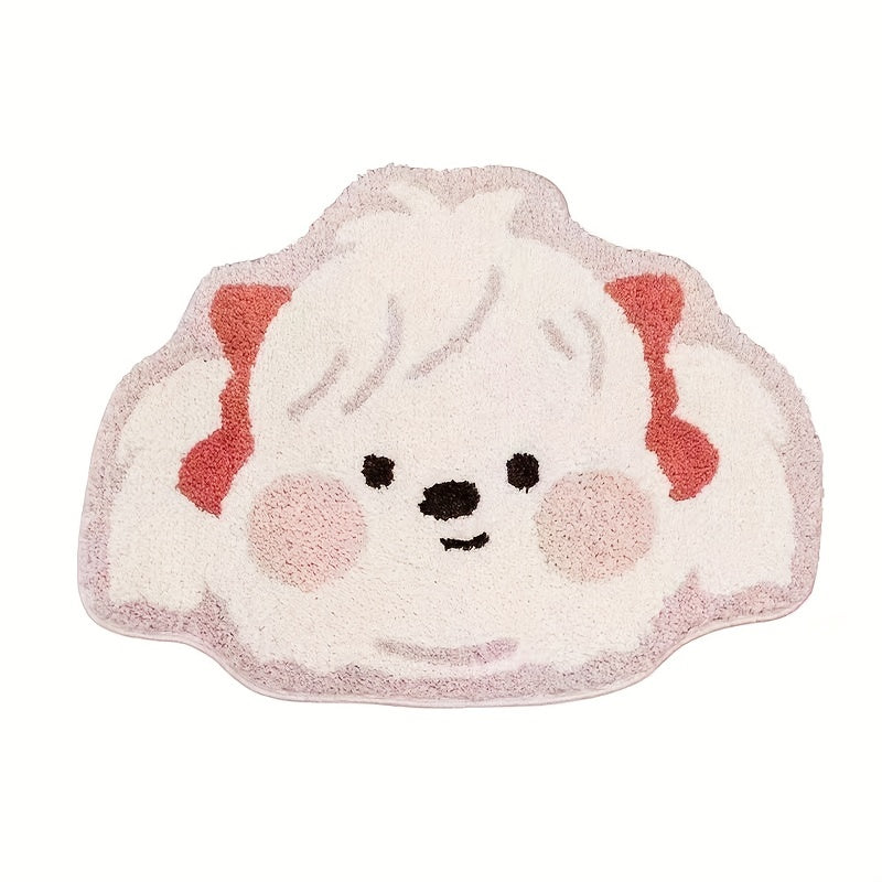 Dog Pattern Floor Mat Soft Plush Non-slip Bath Rug Machine Washable Bath Mat