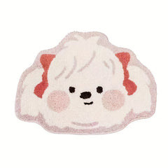 Dog Pattern Floor Mat Soft Plush Non-slip Bath Rug Machine Washable Bath Mat