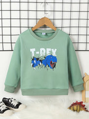 T REX Print Kid's Thermal Sweatshirt Long Sleeve Top