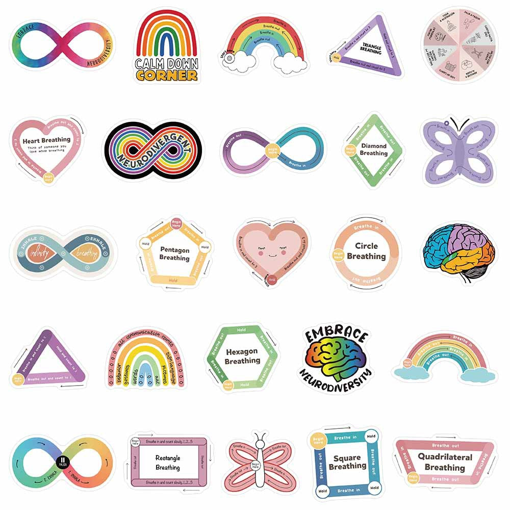 50pcs Cartoon Sensory Stickers Reusable Vinyl Decals for Guitar Motorcycle Skate
