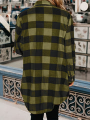 Plaid Shirt Jacket Long Sleeve Casual Plaid Shacket For Spring & Fall Women's
