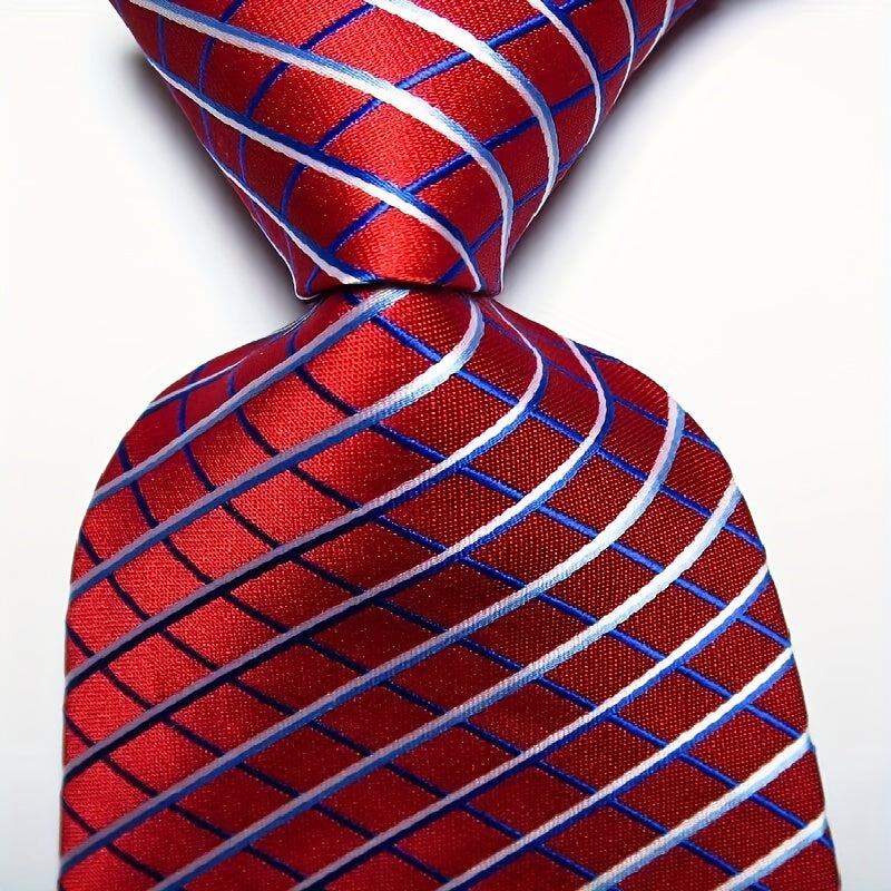 Golden Red Pink Jacquard Woven Men's Tie Necktie