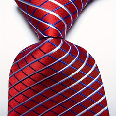 Golden Red Pink Jacquard Woven Men's Tie Necktie