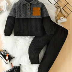 Boys Block Sweater & Sweatpants Set for Kids
