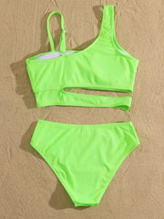 Mom and Daughter Asymmetric Swimsuit Set for Summer Fun