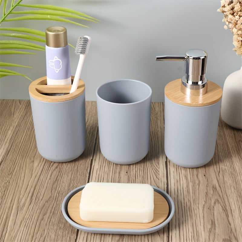 4-Piece 350ml Bamboo Bathroom Toiletries Set