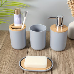4-Piece 350ml Bamboo Bathroom Toiletries Set
