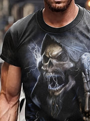 SKULL 3D Pattern Print Men's Short Sleeve T-shirt Graphic Tee