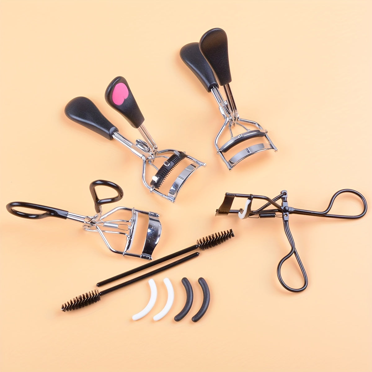 3pcs Wide Angle Lash Curler Set with Comb Pinch Pain - Stainless Steel