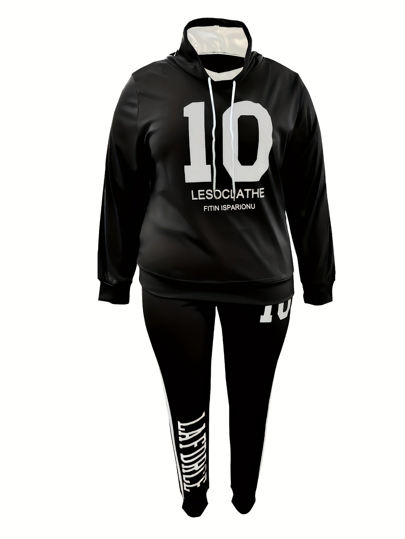 Casual Outfits Set Women's Plus Number Letter Print