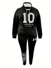 Casual Outfits Set Women's Plus Number Letter Print