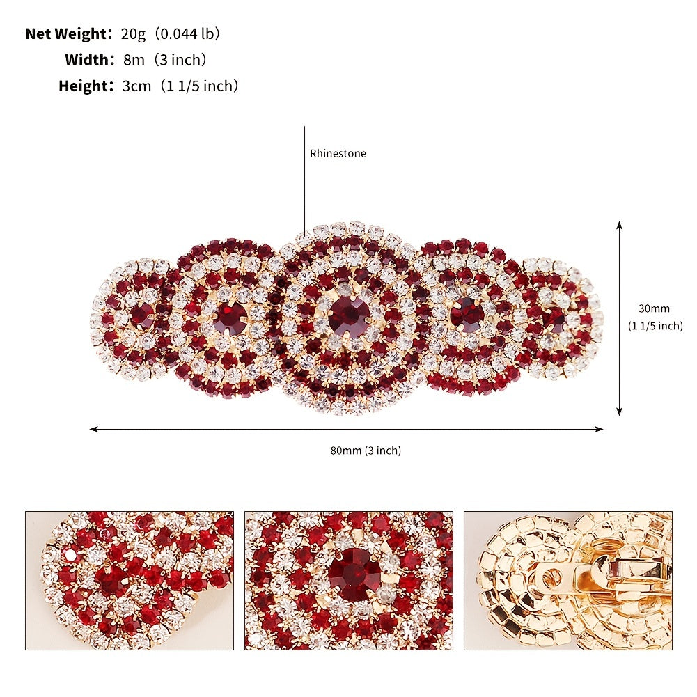 Vintage Red Rhinestone Hair Clip Hair Accessories For Women