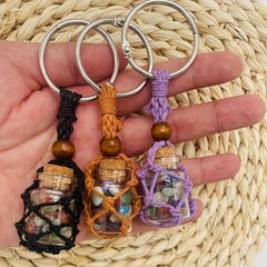Small Natural Crystals Keychain Stones Bottle Pendant