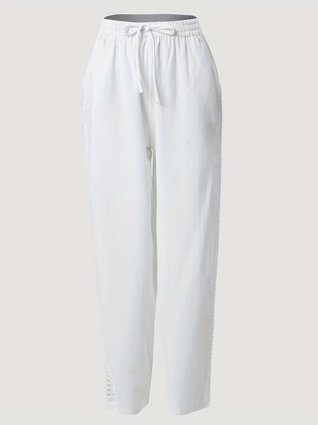 Solid Drawstring Loose Leg Pants Casual Side Cut Out Pants