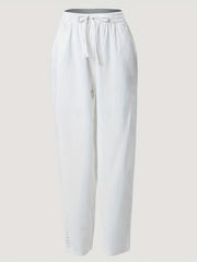 Solid Drawstring Loose Leg Pants Casual Side Cut Out Pants