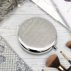 Engraved Compact Mirror Unique Mothers Birthday Wedding For Granddaughter