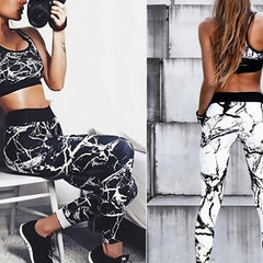 Marble Pattern Yoga Fitness Leggings High Waist Casual Sports Pants