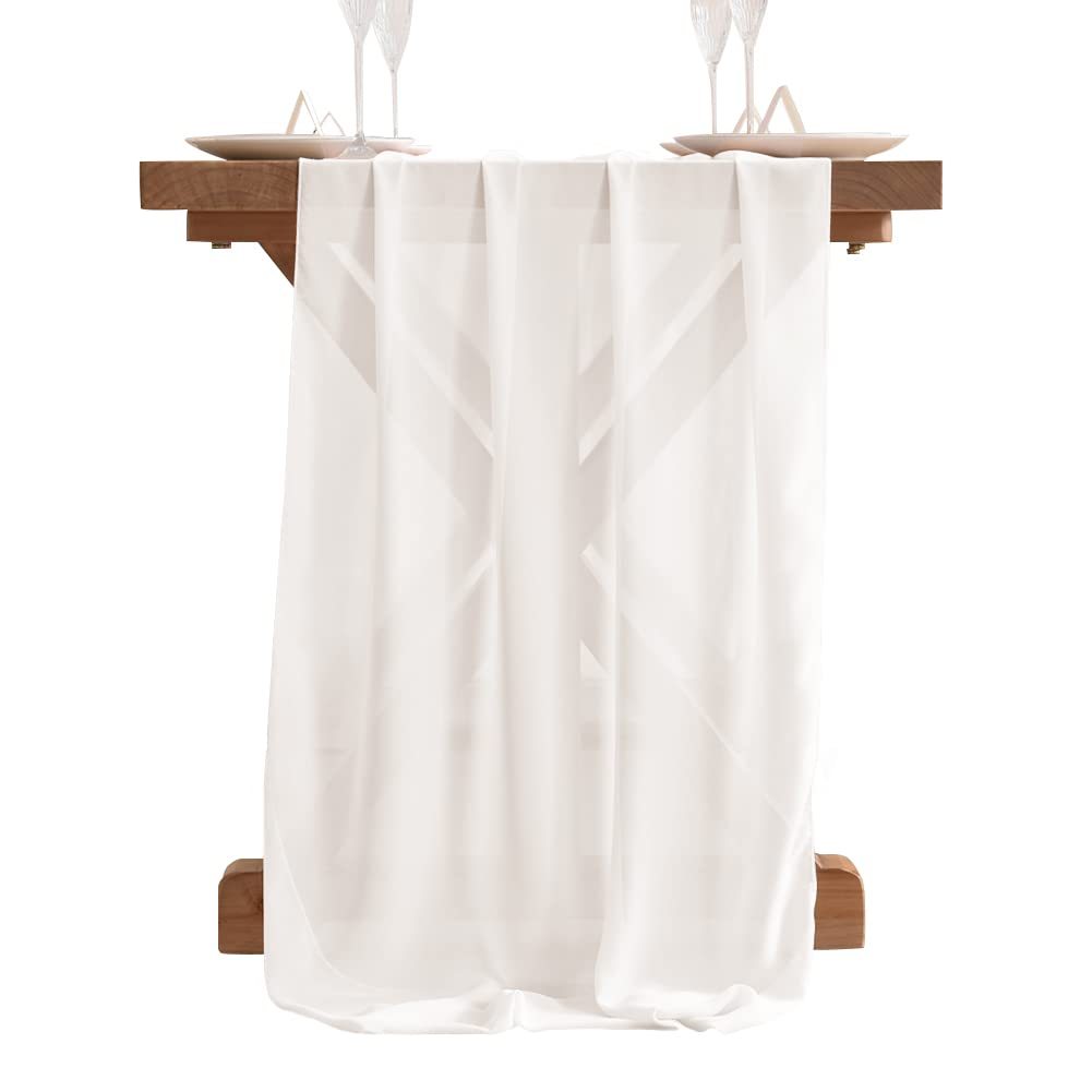 Balinese Pleated Chiffon Table Runner Polyester Solid Cover