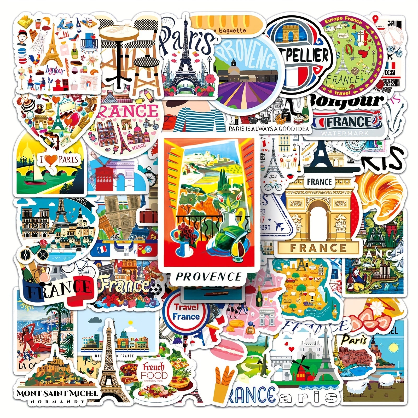50 French Graffiti Stickers Laptop Helmet Water Cup Decor