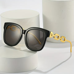 Square Sunglasses Chain Temple UV400